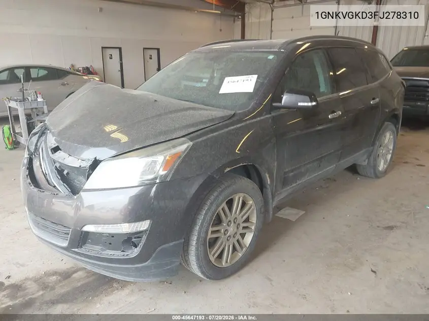 2015 Chevrolet Traverse Lt VIN: 1GNKVGKD3FJ278310 Lot: 45647193