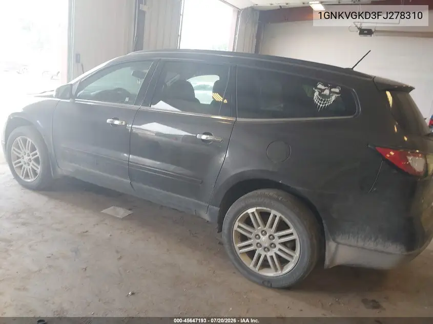 2015 Chevrolet Traverse Lt VIN: 1GNKVGKD3FJ278310 Lot: 45647193