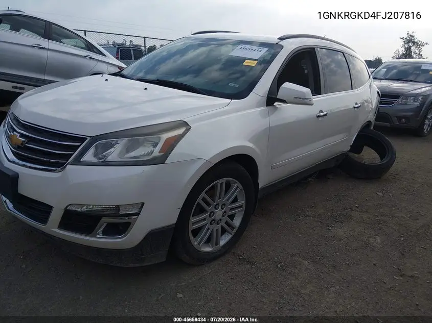 2015 Chevrolet Traverse Lt VIN: 1GNKRGKD4FJ207816 Lot: 45659434