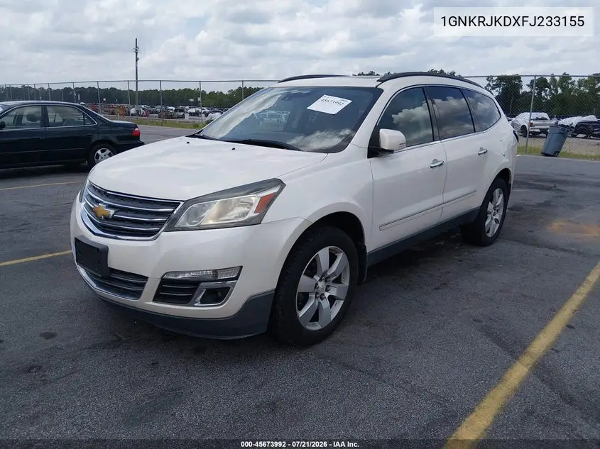 2015 Chevrolet Traverse Ltz VIN: 1GNKRJKDXFJ233155 Lot: 45673992