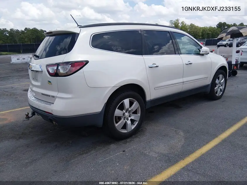 2015 Chevrolet Traverse Ltz VIN: 1GNKRJKDXFJ233155 Lot: 45673992
