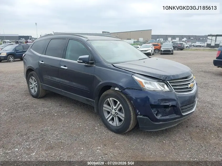 2016 Chevrolet Traverse Lt VIN: 1GNKVGKD3GJ185613 Lot: 30094028