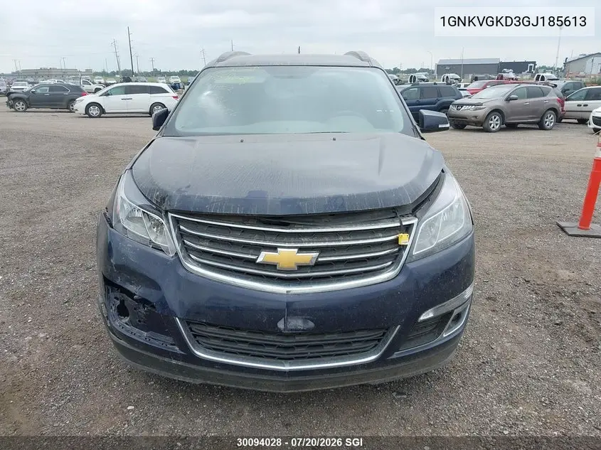 2016 Chevrolet Traverse Lt VIN: 1GNKVGKD3GJ185613 Lot: 30094028