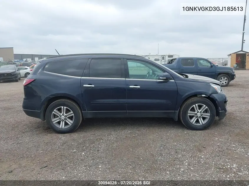 2016 Chevrolet Traverse Lt VIN: 1GNKVGKD3GJ185613 Lot: 30094028