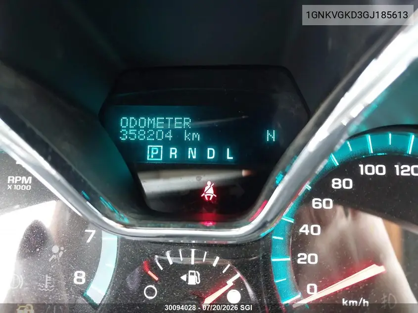 2016 Chevrolet Traverse Lt VIN: 1GNKVGKD3GJ185613 Lot: 30094028