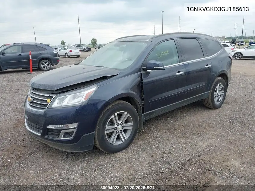 2016 Chevrolet Traverse Lt VIN: 1GNKVGKD3GJ185613 Lot: 30094028