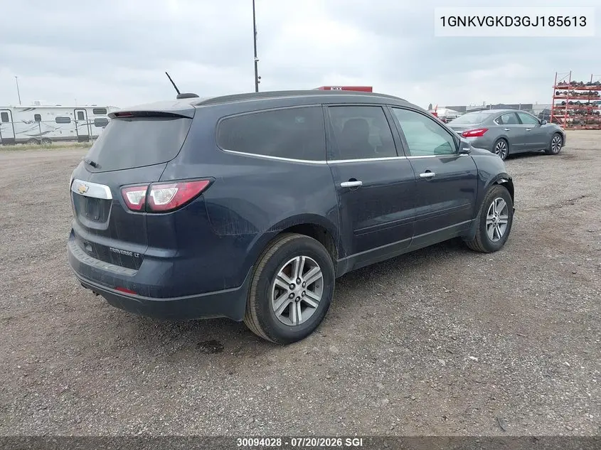 2016 Chevrolet Traverse Lt VIN: 1GNKVGKD3GJ185613 Lot: 30094028