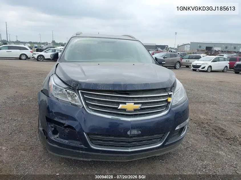 2016 Chevrolet Traverse Lt VIN: 1GNKVGKD3GJ185613 Lot: 30094028