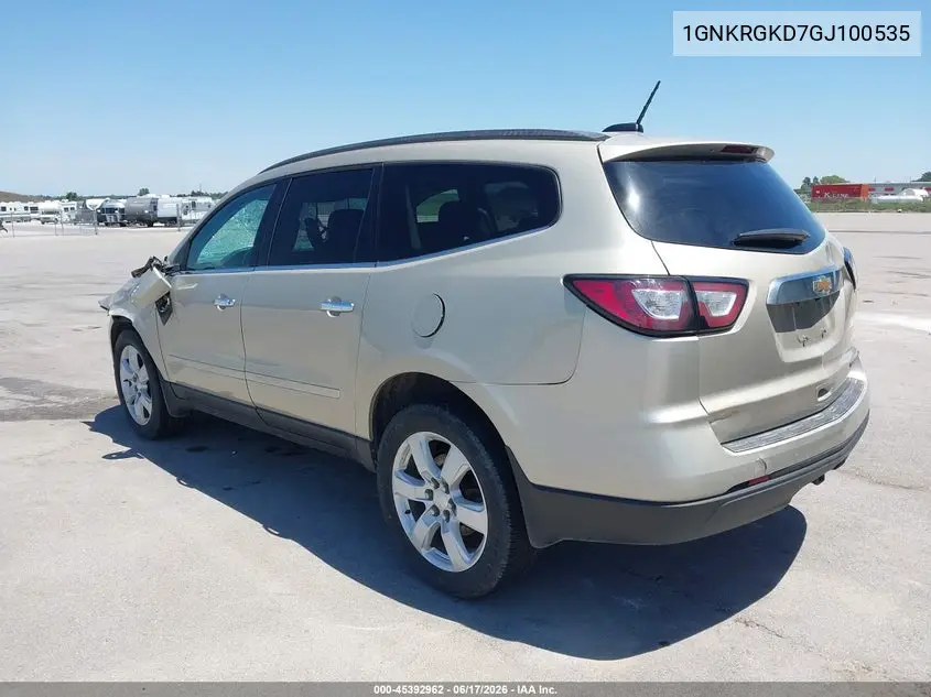 2016 Chevrolet Traverse 1Lt VIN: 1GNKRGKD7GJ100535 Lot: 45392962