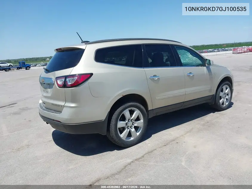 2016 Chevrolet Traverse 1Lt VIN: 1GNKRGKD7GJ100535 Lot: 45392962