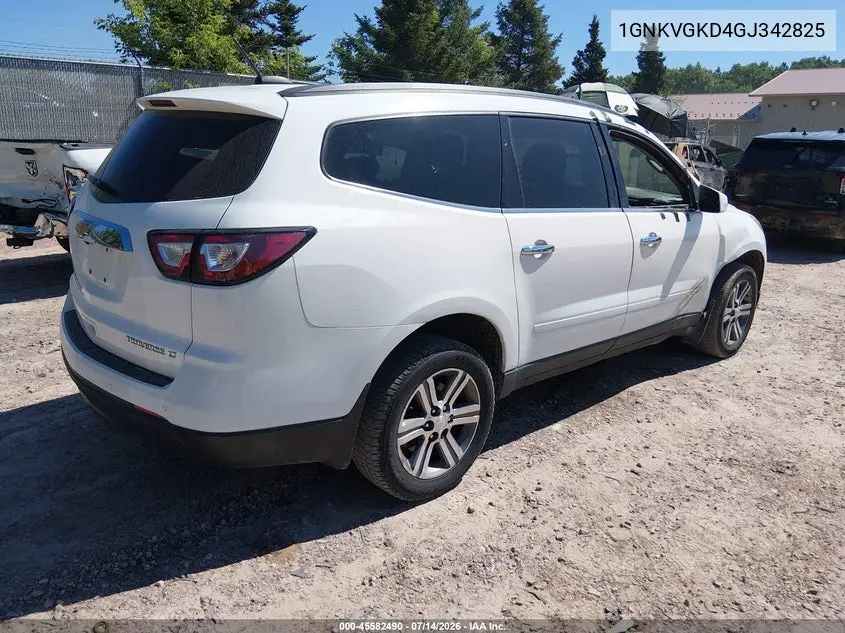 2016 Chevrolet Traverse Lt VIN: 1GNKVGKD4GJ342825 Lot: 45582490