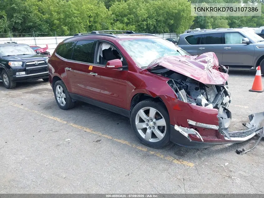 2016 Chevrolet Traverse 1Lt VIN: 1GNKRGKD7GJ107386 Lot: 45583425