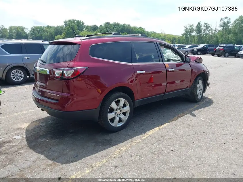 2016 Chevrolet Traverse 1Lt VIN: 1GNKRGKD7GJ107386 Lot: 45583425
