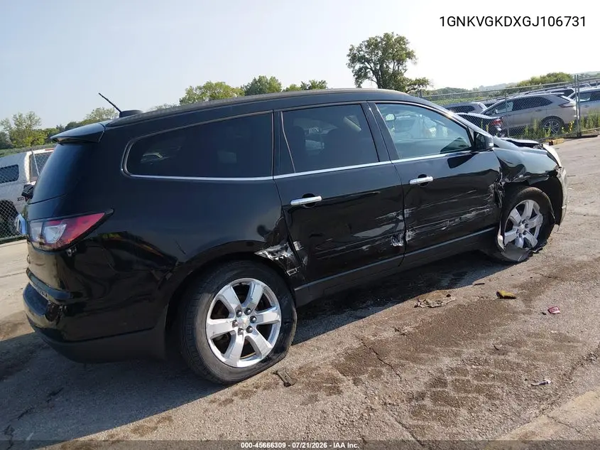 2016 Chevrolet Traverse Lt VIN: 1GNKVGKDXGJ106731 Lot: 45666309