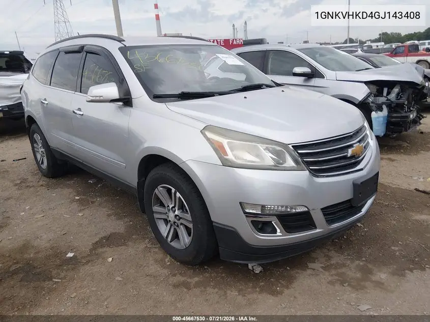 2016 Chevrolet Traverse Lt VIN: 1GNKVHKD4GJ143408 Lot: 45667530