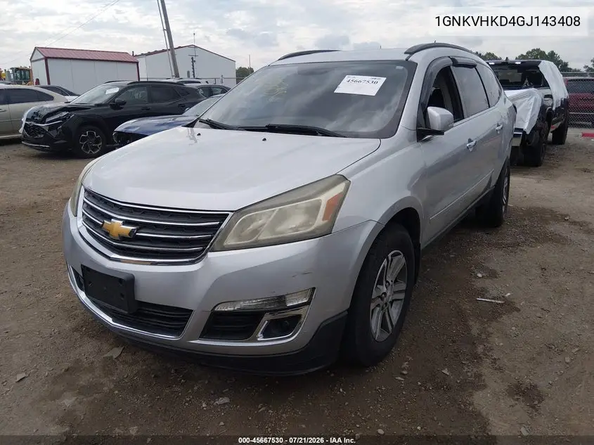 2016 Chevrolet Traverse Lt VIN: 1GNKVHKD4GJ143408 Lot: 45667530