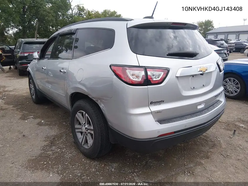 2016 Chevrolet Traverse Lt VIN: 1GNKVHKD4GJ143408 Lot: 45667530