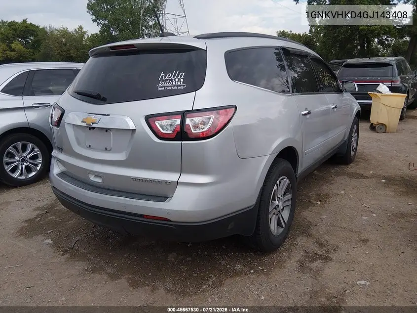 2016 Chevrolet Traverse Lt VIN: 1GNKVHKD4GJ143408 Lot: 45667530