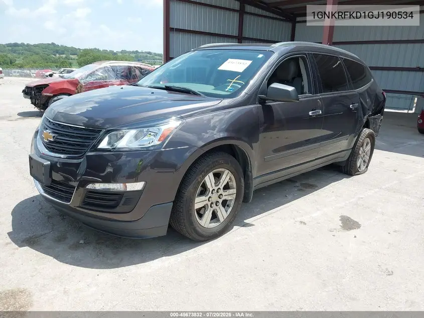 2016 Chevrolet Traverse Ls VIN: 1GNKRFKD1GJ190534 Lot: 45673832