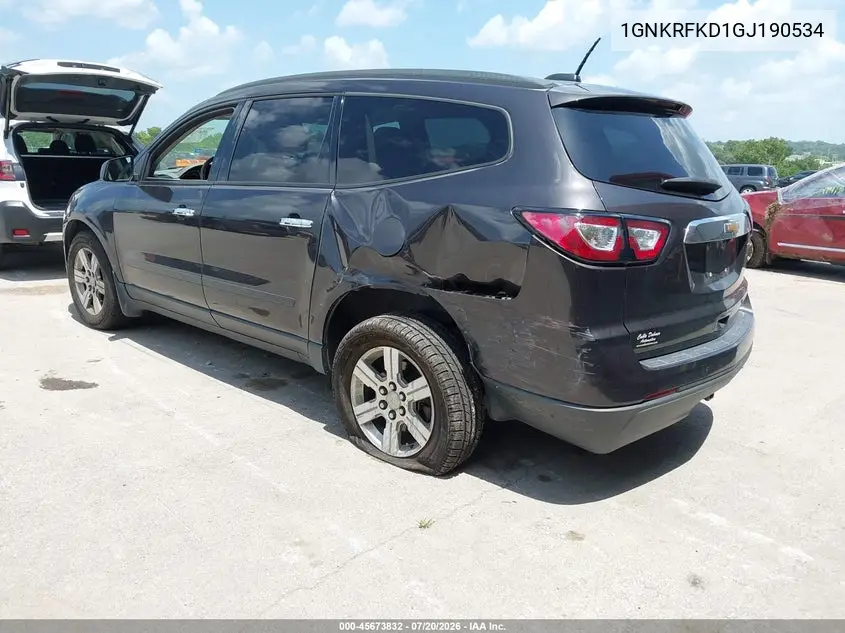 2016 Chevrolet Traverse Ls VIN: 1GNKRFKD1GJ190534 Lot: 45673832
