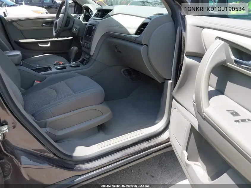 2016 Chevrolet Traverse Ls VIN: 1GNKRFKD1GJ190534 Lot: 45673832
