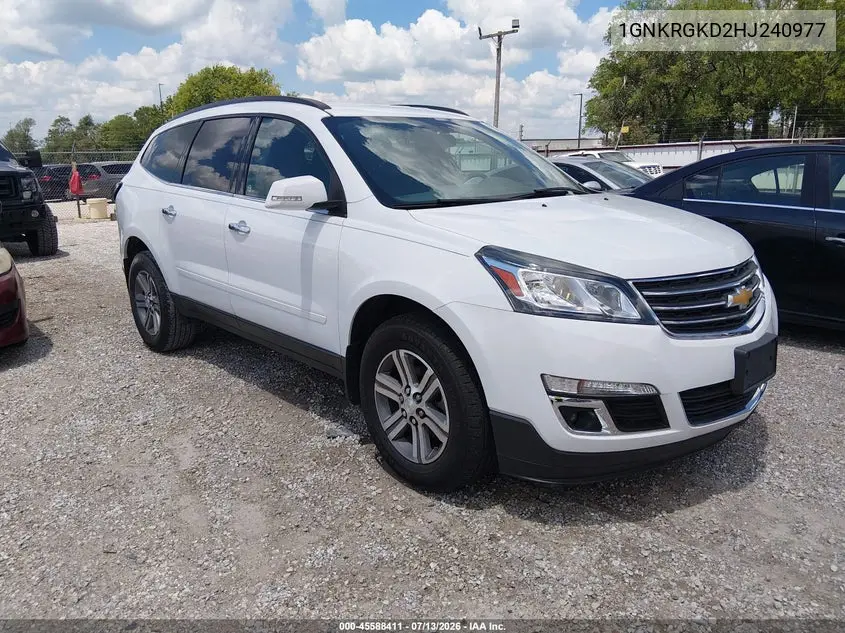 2017 Chevrolet Traverse Lt VIN: 1GNKRGKD2HJ240977 Lot: 45588411