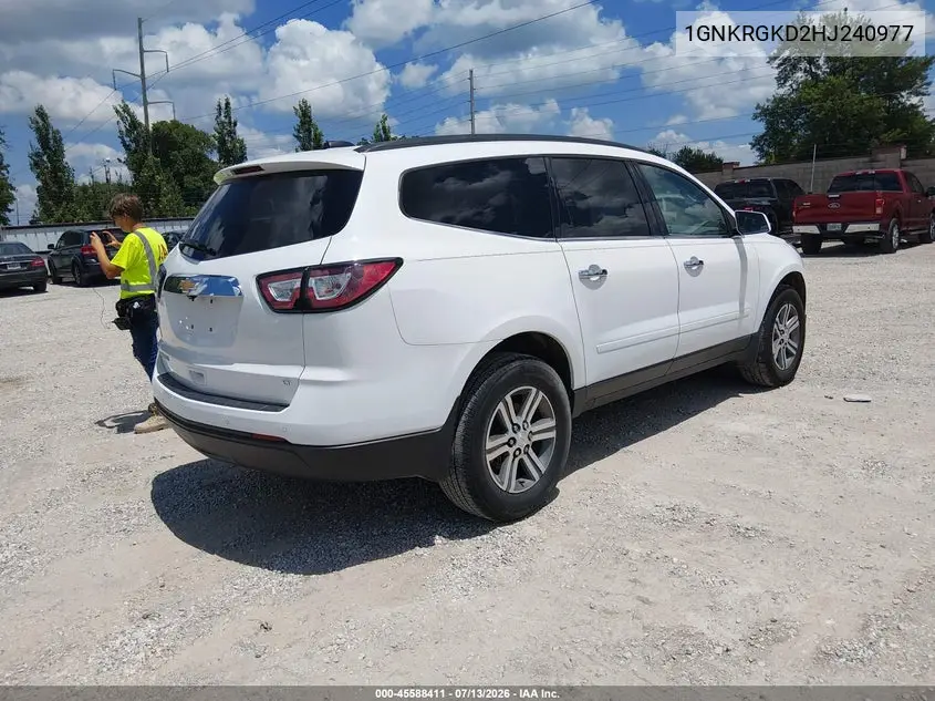 2017 Chevrolet Traverse Lt VIN: 1GNKRGKD2HJ240977 Lot: 45588411