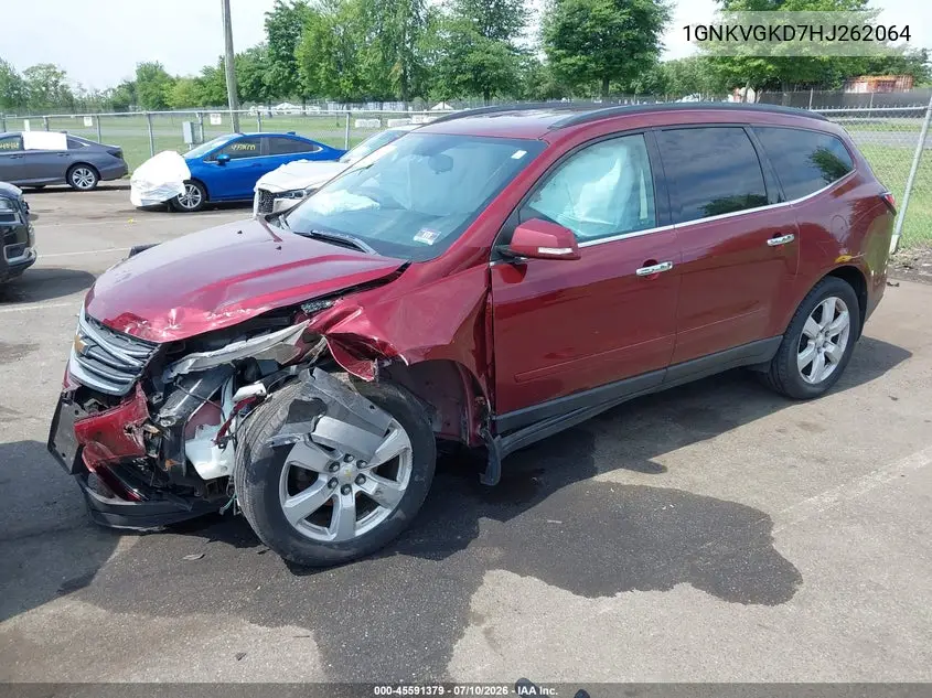 2017 Chevrolet Traverse Lt VIN: 1GNKVGKD7HJ262064 Lot: 45591379