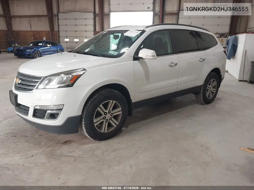 2017 Chevrolet Traverse Lt VIN: 1GNKRGKD2HJ346555 Lot: 45623146