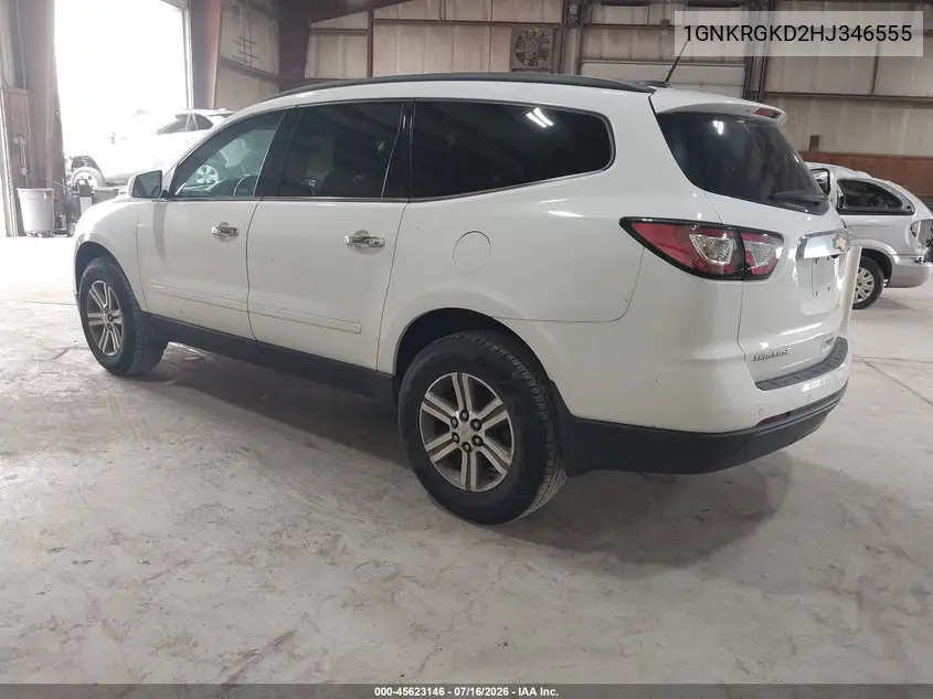 2017 Chevrolet Traverse Lt VIN: 1GNKRGKD2HJ346555 Lot: 45623146
