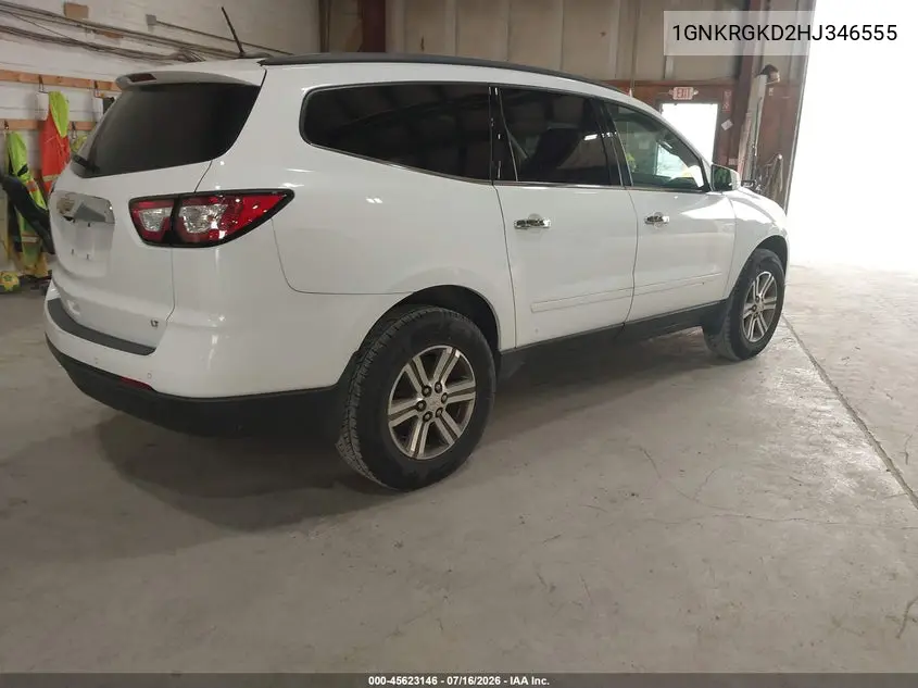 2017 Chevrolet Traverse Lt VIN: 1GNKRGKD2HJ346555 Lot: 45623146