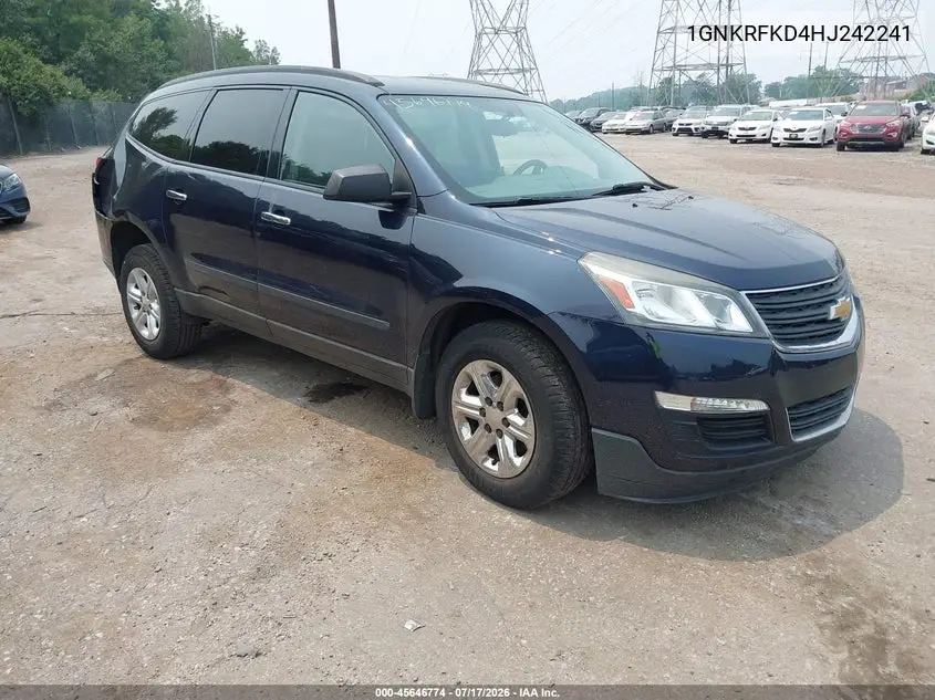 2017 Chevrolet Traverse Ls VIN: 1GNKRFKD4HJ242241 Lot: 45646774