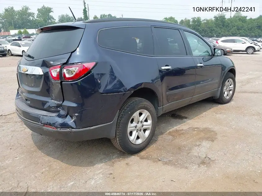 2017 Chevrolet Traverse Ls VIN: 1GNKRFKD4HJ242241 Lot: 45646774