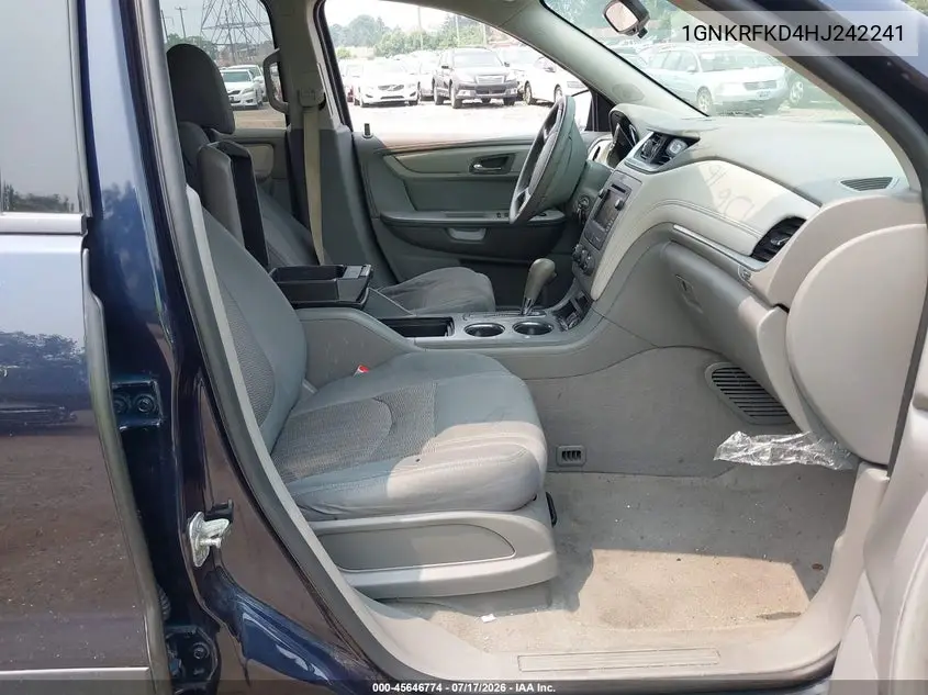 2017 Chevrolet Traverse Ls VIN: 1GNKRFKD4HJ242241 Lot: 45646774