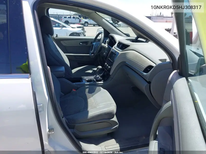 2017 Chevrolet Traverse Lt VIN: 1GNKRGKD5HJ308317 Lot: 45652933
