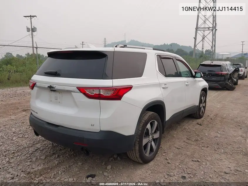 2018 Chevrolet Traverse Lt Leather VIN: 1GNEVHKW2JJ114415 Lot: 45660509