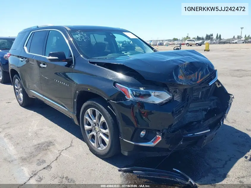 2018 Chevrolet Traverse Premier VIN: 1GNERKKW5JJ242472 Lot: 45663533
