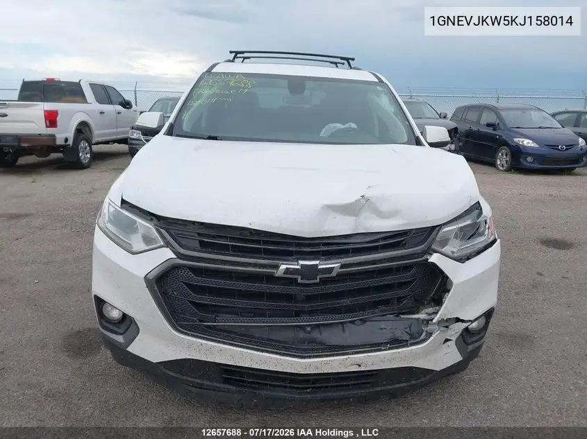2019 Chevrolet Traverse Rs VIN: 1GNEVJKW5KJ158014 Lot: 12657688x