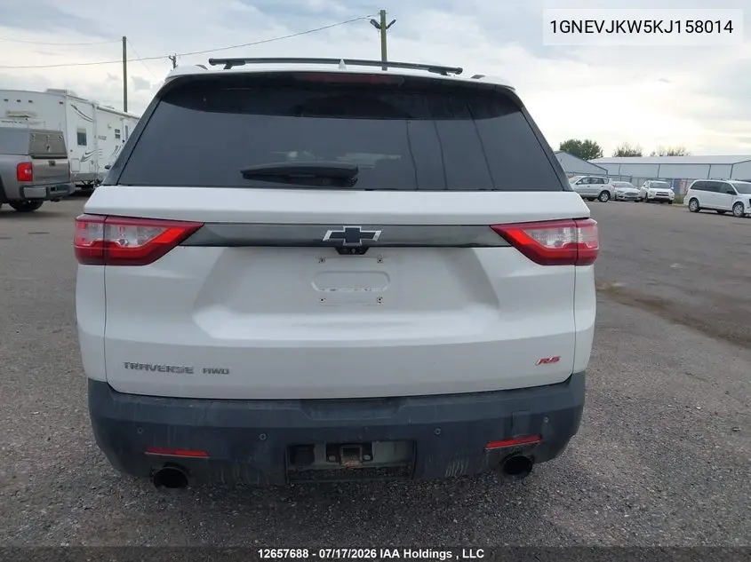 2019 Chevrolet Traverse Rs VIN: 1GNEVJKW5KJ158014 Lot: 12657688x