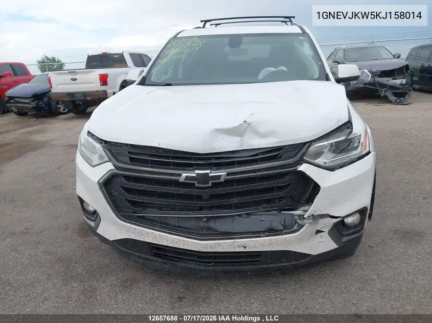 2019 Chevrolet Traverse Rs VIN: 1GNEVJKW5KJ158014 Lot: 12657688x