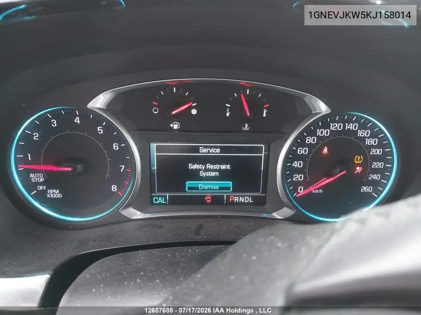 2019 Chevrolet Traverse Rs VIN: 1GNEVJKW5KJ158014 Lot: 12657688x