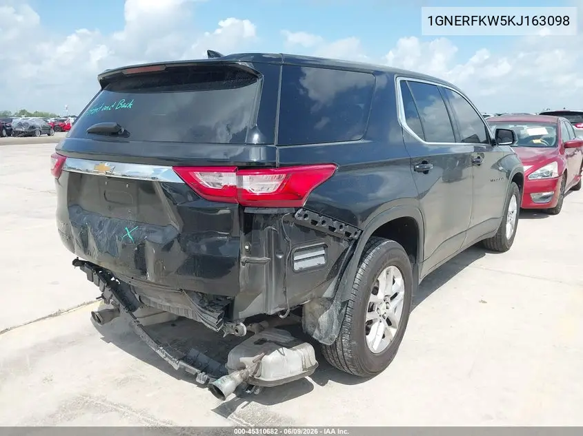 2019 Chevrolet Traverse Ls VIN: 1GNERFKW5KJ163098 Lot: 45310682