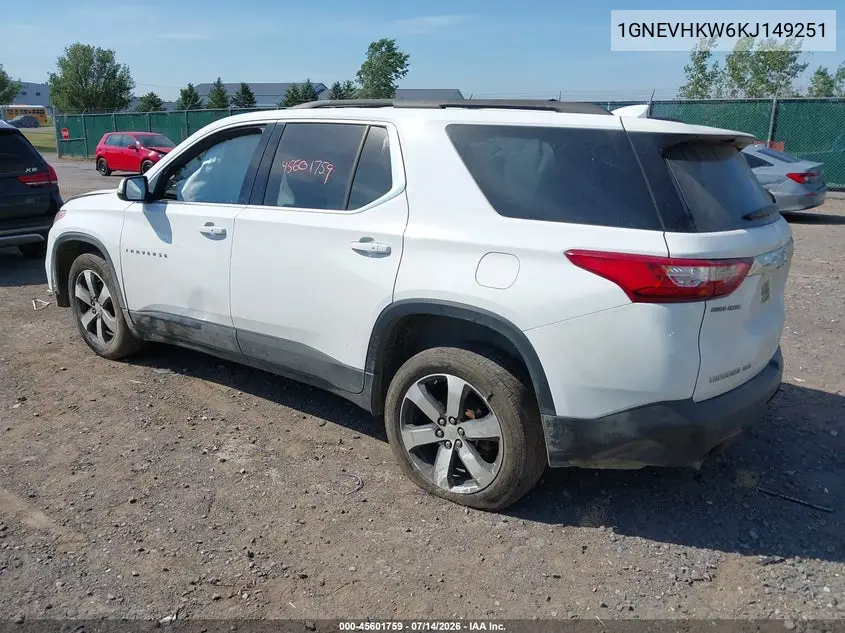 2019 Chevrolet Traverse 3Lt VIN: 1GNEVHKW6KJ149251 Lot: 45601759
