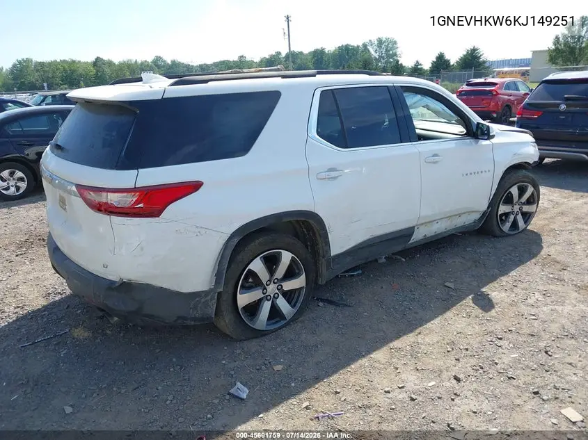 2019 Chevrolet Traverse 3Lt VIN: 1GNEVHKW6KJ149251 Lot: 45601759