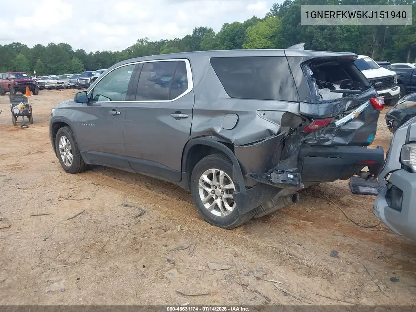 2019 Chevrolet Traverse Ls VIN: 1GNERFKW5KJ151940 Lot: 45631174