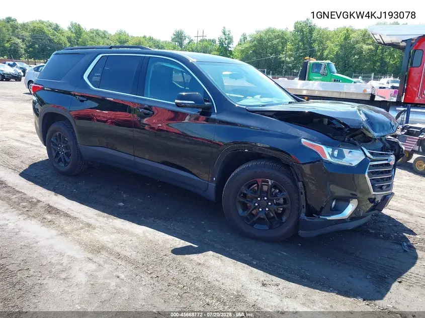 2019 Chevrolet Traverse 1Lt VIN: 1GNEVGKW4KJ193078 Lot: 45668772