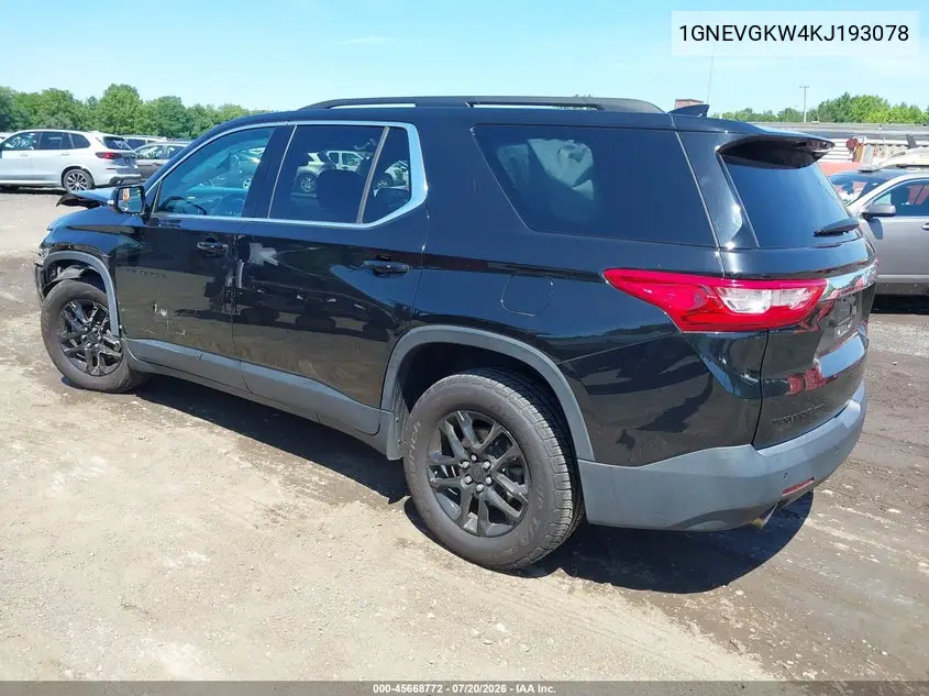 2019 Chevrolet Traverse 1Lt VIN: 1GNEVGKW4KJ193078 Lot: 45668772