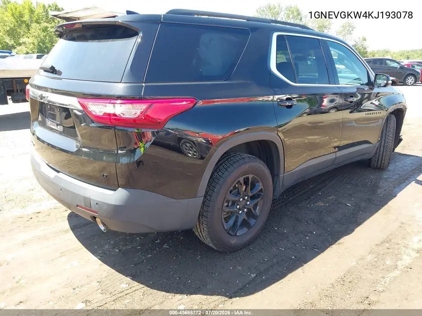 2019 Chevrolet Traverse 1Lt VIN: 1GNEVGKW4KJ193078 Lot: 45668772