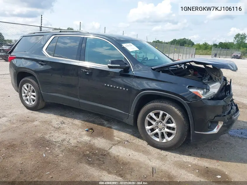 2019 Chevrolet Traverse 1Lt VIN: 1GNERGKW7KJ106116 Lot: 45692991
