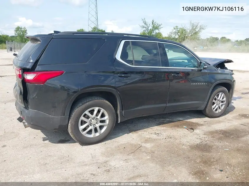 2019 Chevrolet Traverse 1Lt VIN: 1GNERGKW7KJ106116 Lot: 45692991